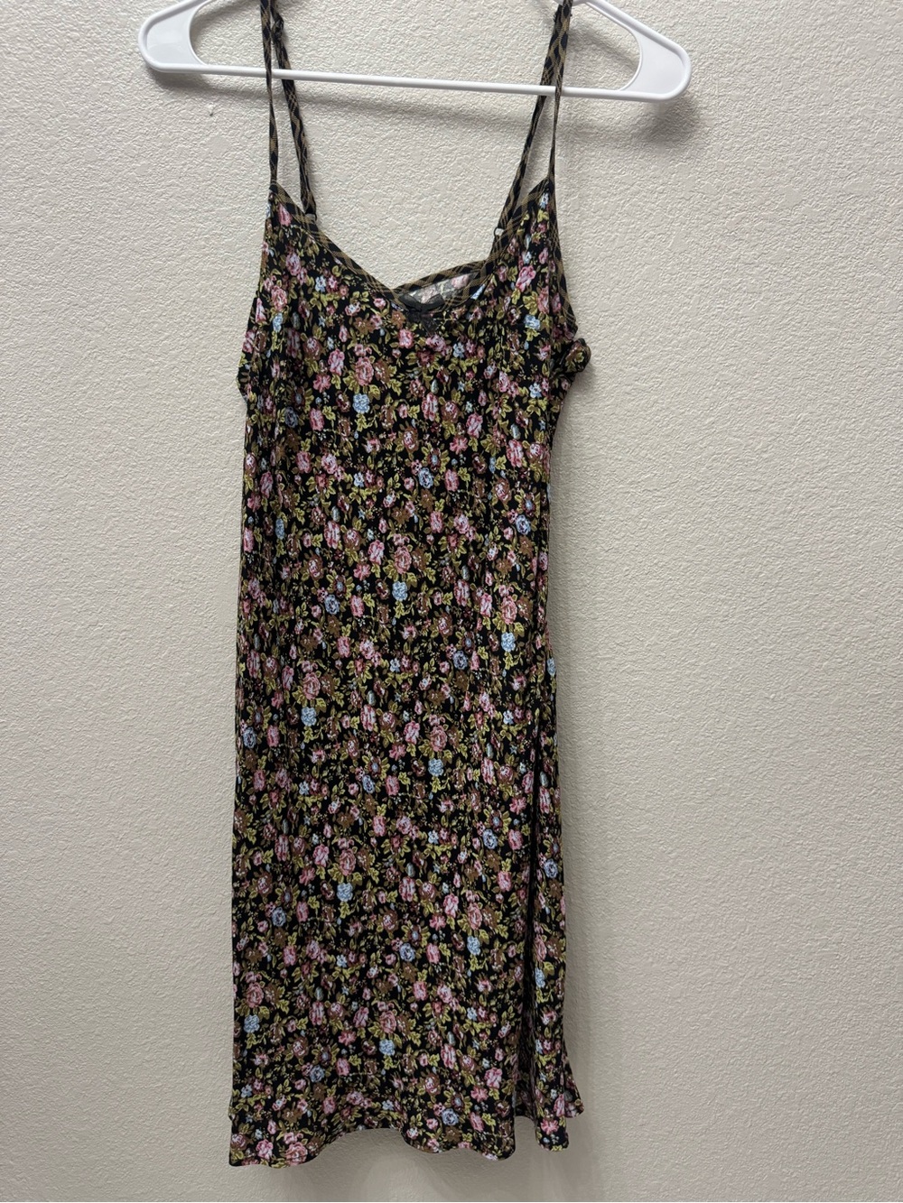 wild fable Black Floral Slip Dress with Pink and Blue Flowers